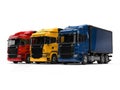 Heavy transport trucks - red, blue and yellow