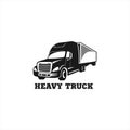 Heavy truck silhouette logo. container truck .