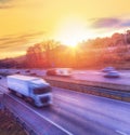 Heavy truck speeding on highway Royalty Free Stock Photo