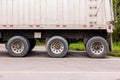heavy truck tires closeup view Royalty Free Stock Photo