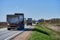 Heavy truck traffic on the highway