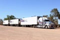 Heavy cargo truck trailer transport Outback Australia Royalty Free Stock Photo