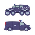 Heavy Truck and Van as SWAT Vehicle or Rescue Vehicle and Police Tactical Unit Vector Set Royalty Free Stock Photo