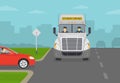 Heavy vehicle driving lesson and practice test. Instructor sitting in a truck next to a male student driver.