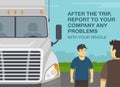 Heavy vehicle driving rules and tips. Checklist for truck drivers. Talking semi-trailer driver.