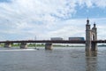 Heavy vehicles move along the Queen Louise bridge. Sovetsk, Kaliningrad region Royalty Free Stock Photo