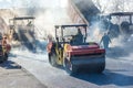 Heavy Vibration roller at asphalt pavement works