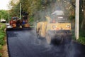 Heavy Vibration roller compactor at asphalt pavement works for road repairing Royalty Free Stock Photo