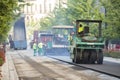 Heavy Vibration roller compactor at asphalt pavement works