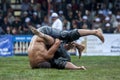 Heavy weight wrestlers compete at the Kagithane Turkish Oil Wrestling Festival in Istanbul in Turkey.