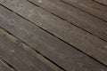 Heavy wide wood decking boards viewed on a diagonal, Santa Monica Pier Royalty Free Stock Photo