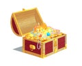 Heavy Wooden Chest Full of Ancient Gold Treasures Royalty Free Stock Photo