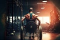 Heavy workout in gym paralyzed athlete wheelchair sports