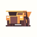 Heavy yellow dumper truck industrial machine coal mine production professional equipment mining transport concept flat