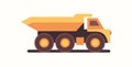 Heavy yellow dumper truck industrial machine coal mine production professional equipment mining transport concept flat