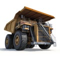 Heavy yellow mining truck on white. 3D illustration