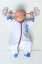 Heavyweight champion baby in sports costume Royalty Free Stock Photo