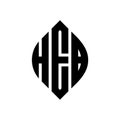 HEB circle letter logo design with circle and ellipse shape. HEB ellipse letters with typographic style. The three initials form a Royalty Free Stock Photo