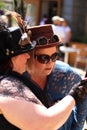 Hebden Bridge Beautiful Steampunk ladies with Steampunk Hat with goggles