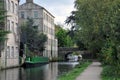 Hebden bridge with the rochdale canal, towpath boats and buildings