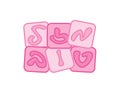 Pink Hebrew congrats, Hand written Hebrew Mazal tov greeting letters blocks. Translation: congratulations