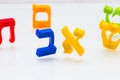 Hebrew Colorful letters Alphabet close up