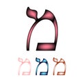 Hebrew font. The Hebrew language. The letter Mem. Vector illustration on isolated background