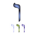 Hebrew font. The Hebrew language. The letter Vav. Vector illustration on isolated background