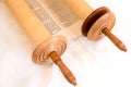 The Hebrew handwritten Torah scroll, on a synagogue alter Royalty Free Stock Photo