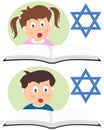 Hebrew Kids Reading a Book