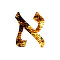 Hebrew letter Aleph. Shabby gold font. The Hebrew alphabet
