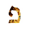 Hebrew letter Pei. Shabby gold font. The Hebrew alphabet