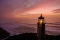 Heceta Head Lighthouse at sunset, built in 1892 Royalty Free Stock Photo