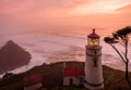 Heceta Head Lighthouse at sunset, built in 1892 Royalty Free Stock Photo