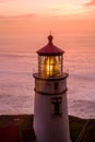 Heceta Head Lighthouse at sunset, built in 1892