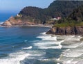Heceta Head Lighthouse  between Yachats and Florence Oregon on the Pacific Ocean in August Royalty Free Stock Photo