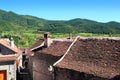 Hecho Valley Pyrenees village roof and mountain Royalty Free Stock Photo