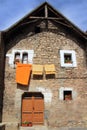 Hecho valley village stone streets in Pyrenees Royalty Free Stock Photo