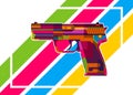 Heckler and Koch USP Handgun in WPAP Colorful Modern Art Royalty Free Stock Photo