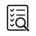 hecklist magnifier assessment icon. Document check icon vector.