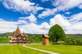 Heddal, the largest Norwegian stave church on a sunny day