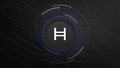 Hedera HBAR coin banner. HBAR coin cryptocurrency concept banner background.