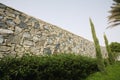 Hedge In Front Of Stone Wall Royalty Free Stock Photo