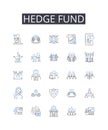 Hedge fund line icons collection. Wealth management, Investment vehicle, Venture capital, Angel investing, Mutual fund