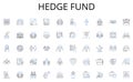 Hedge fund line icons collection. Telecommuting, Remote-working, Virtual-assistance, E-employment, Online-contracting