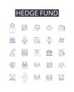 Hedge fund line icons collection. Wealth management, Investment vehicle, Venture capital, Angel investing, Mutual fund