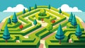 A hedge maze with intertwined pathways leads you through a labyrinth of stunning topiary art providing a fun and