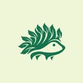 Hedgehog Animal Leaf Ecology Logo