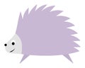 Hedgehog. An animal with a spiny back. Purple rodent. Little predator. Color vector illustration. Flat style.