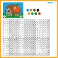 Hedgehog with apple. Color by numbers. Coloring book for kids. Colorful Puzzle Game for Children with answer